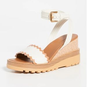 See By Chloe White and Tan Sandals